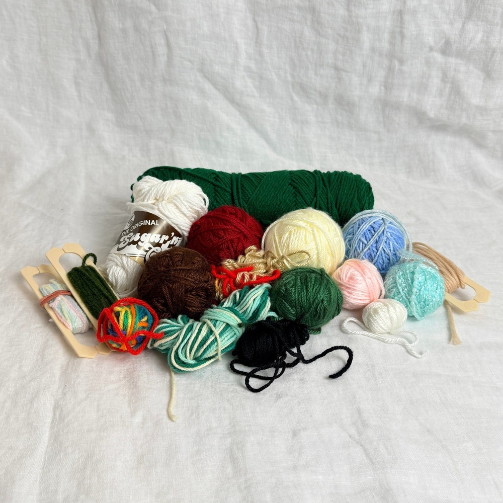 Mixed Yarn Lot Multi Color Crochet Knitting Balls Worsted Destash Partial 13oz